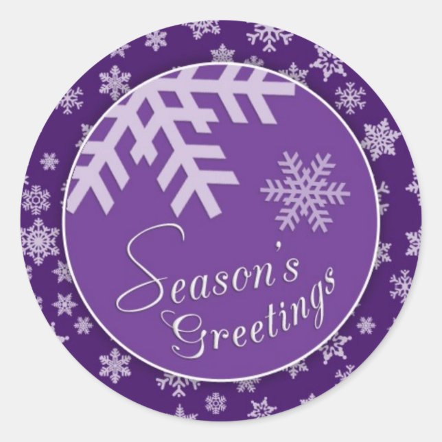 Season's Greetings Purple Snowflake Sticker (Front)