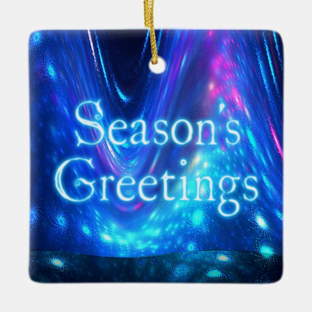 Season's Greetings - Qaanaaq - Northern Lights Ceramic Tree Decoration (Front)
