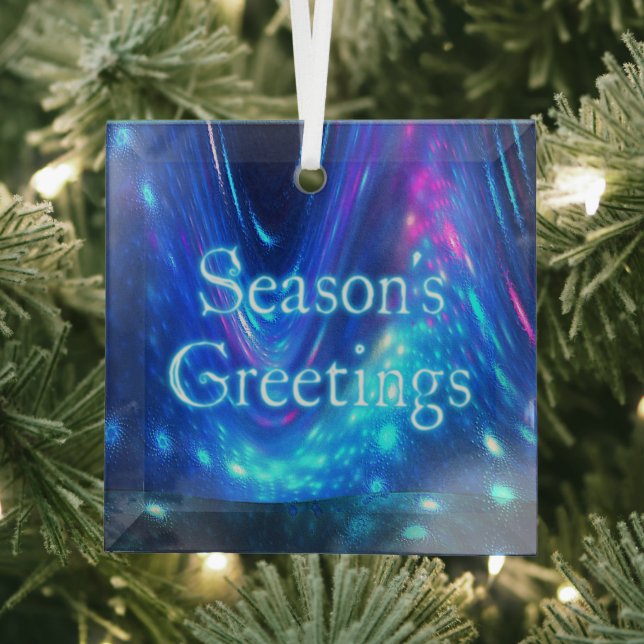 Season's Greetings - Qaanaaq - Northern Lights Glass Tree Decoration (Insitu)