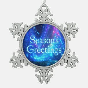 Season's Greetings - Qaanaaq - Northern Lights Snowflake Pewter Christmas Ornament