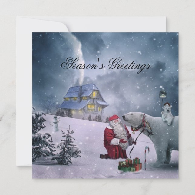 Seasons Greetings Quote With Black Text Holiday Card (Front)