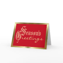 Seasons greetings red and gold Christmas