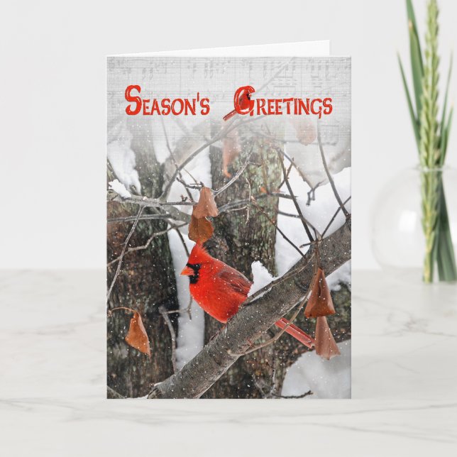 Season's Greetings Red Cardinal Holiday Card (Front)