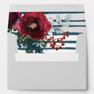 Seasons Greetings Red Floral Pre Printed Address Envelope