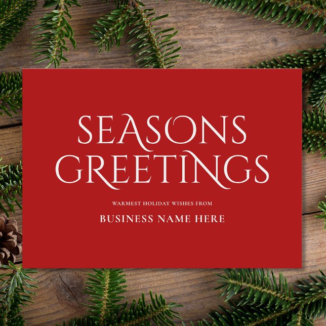 Seasons Greetings Red Modern Elegant Business Holiday Card (Creator Uploaded)