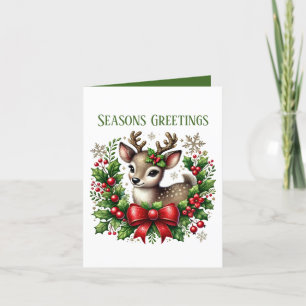 Seasons Greetings reindeer add message Holiday Card