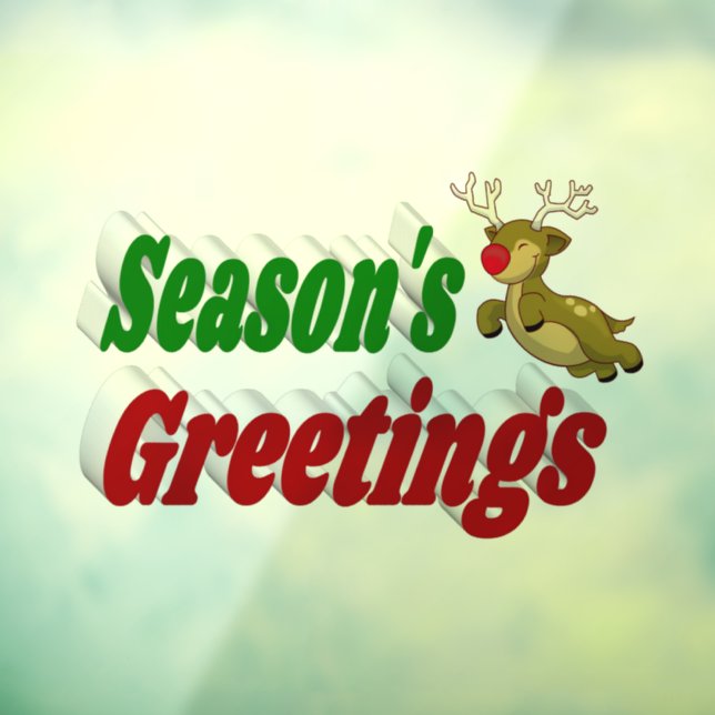 Seasons Greetings Reindeer typography Christmas  Window Cling (Sheet 3)