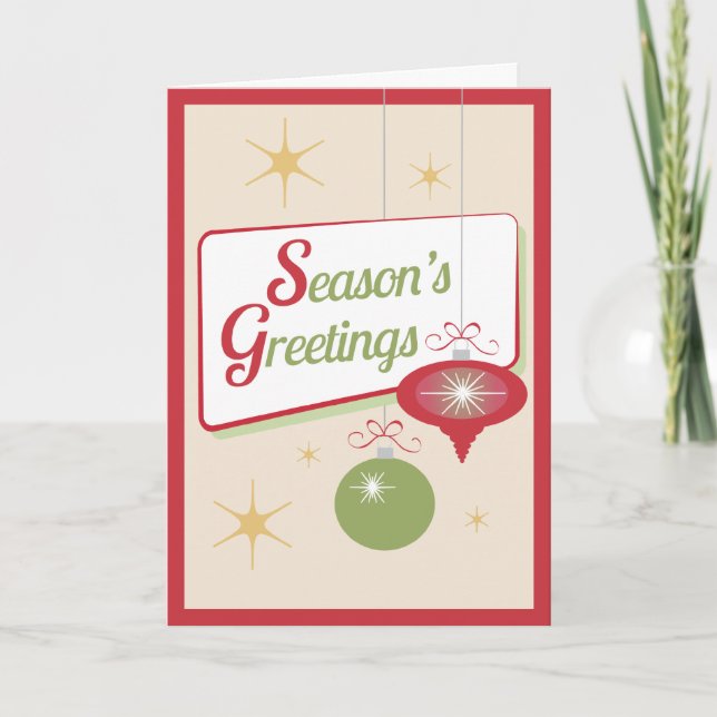 Season's Greetings Retro Style Christmas Holiday Card (Front)