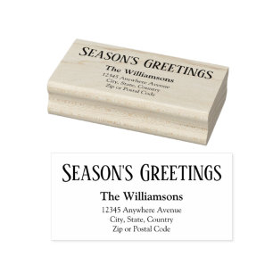 Season's Greetings Return Address #1 Rubber Stamp