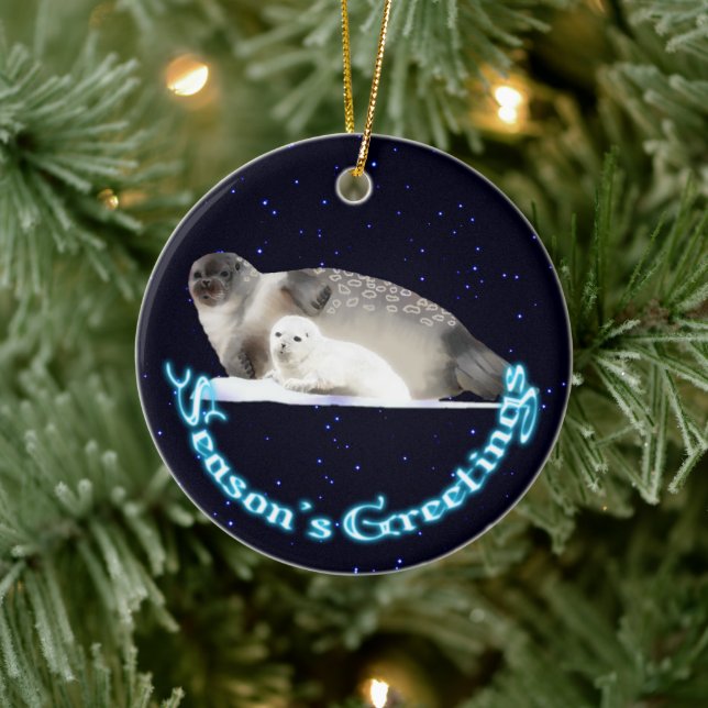 Season's Greetings - Ringed Seal Ceramic Tree Decoration (Tree)