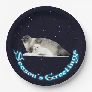 Season's Greetings - Ringed Seal Paper Plate