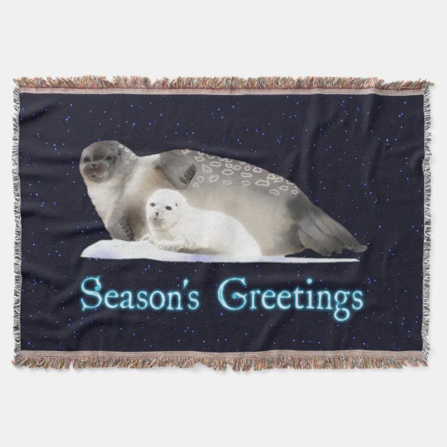 Season's Greetings - Ringed Seal Throw Blanket (Front)