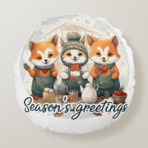 Season's greetings round cushion