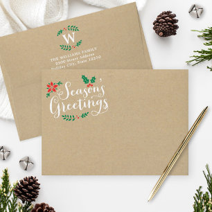 Seasons Greetings Rustic Kraft Holiday Mailing Envelopes