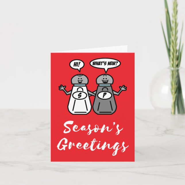 Season's Greetings Salt Pepper Funny Pun Holiday Card (Front)