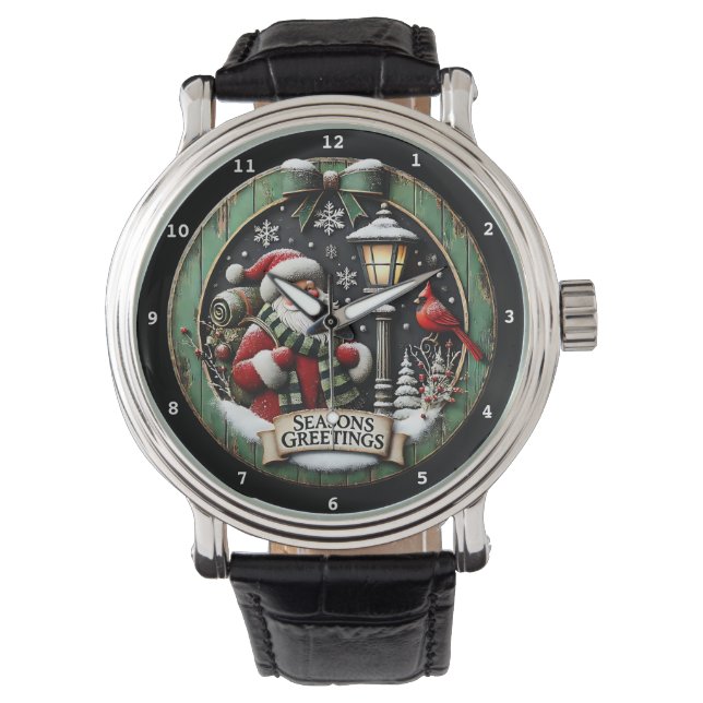 Seasons Greetings Santa Cardinal  Watch (Front)
