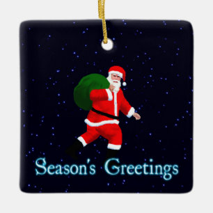 Season's Greetings - Santa Claus Ceramic Tree Decoration