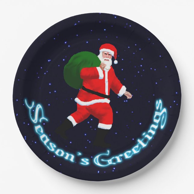 Season's Greetings - Santa Claus Paper Plate (Front)