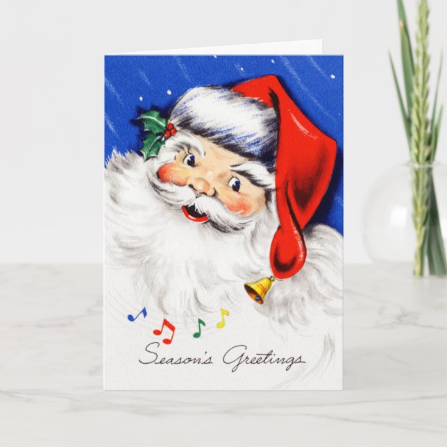 Seasons Greetings Santa Holiday Card (Front)