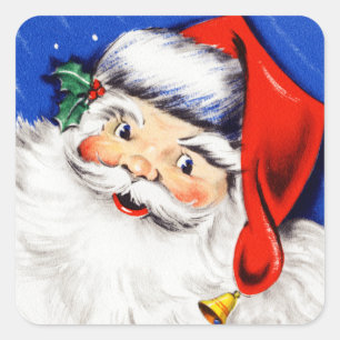 Seasons Greetings Santa Square Sticker