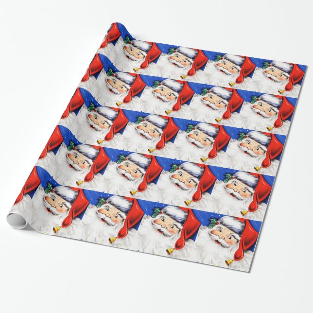 Seasons Greetings Santa Wrapping Paper (Unrolled)