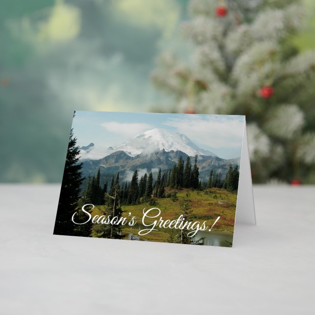 Season's Greetings Scenic Mountain Landscape Foil Holiday Card (Holiday In Situ)
