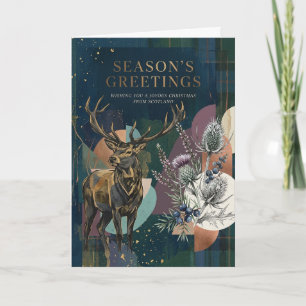 Seasons Greetings Scottish Stag Botanical Card