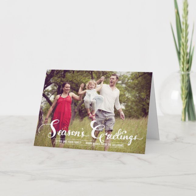 Season's Greetings Script Holiday Photo Card (Front)