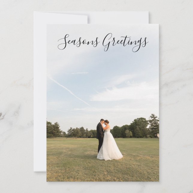 Seasons Greetings Script Photo Card (Front)
