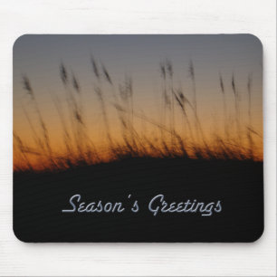 Season's Greetings Sea Oats and Dunes at Sunset Mouse Mat