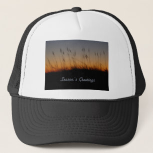 Season's Greetings Sea Oats and Dunes at Sunset Trucker Hat