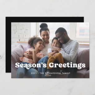 Season's Greetings Simple Boho Photo Overlay Holiday Card
