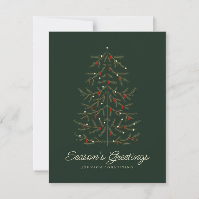 Season's Greetings Simple Modern Christmas Tree Holiday Card (Front)