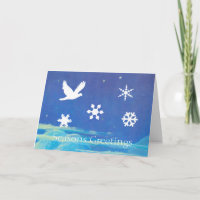 Season's Greetings, snow flakes, dove