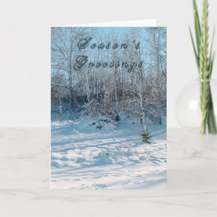Season's Greetings Snow On Trees Holiday Card