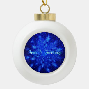 Season's Greetings - Snowburst Ceramic Ball Christmas Ornament