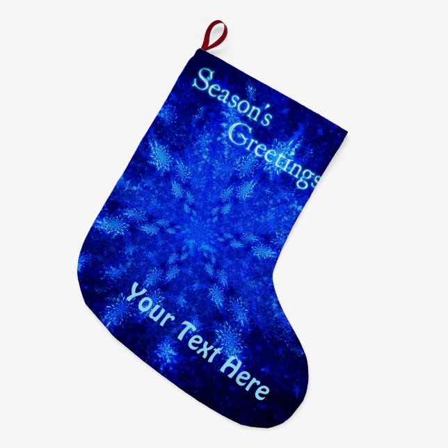 Season's Greetings - Snowburst Large Christmas Stocking (Front (Hanging))