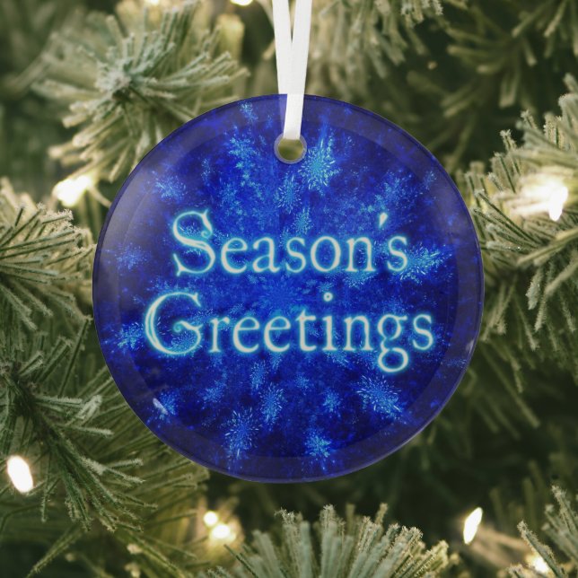 Season's Greetings - Snowburst Snowflake Glass Tree Decoration (Insitu)