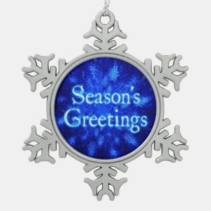 Season's Greetings - Snowburst Snowflake Pewter Christmas Ornament