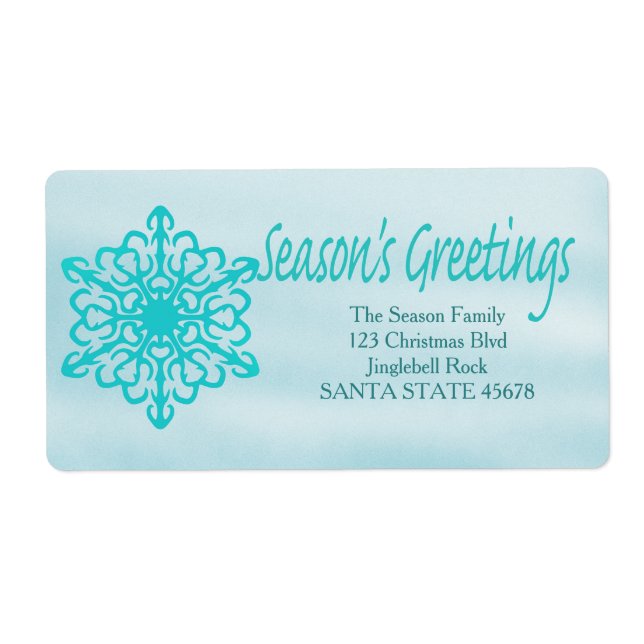 Season's Greetings snowflake Holiday Address Label (Front)