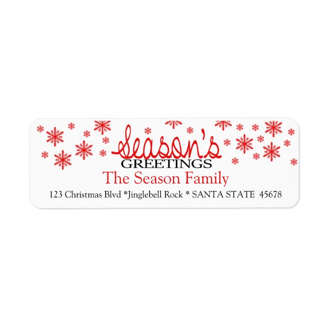 Season's Greetings snowflake holiday Label (Front)