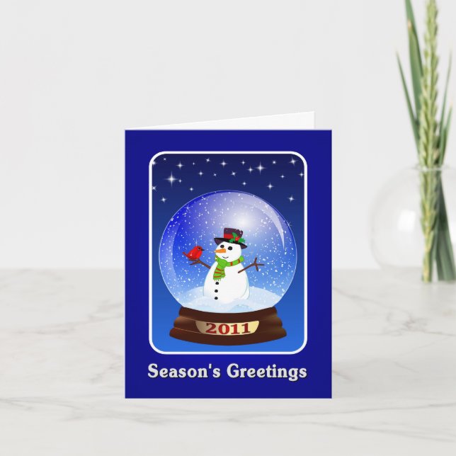 Season's Greetings Snowman 2011 Holiday Card (Front)