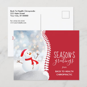 Season's Greetings Snowman Chiropractic Holiday Postcard