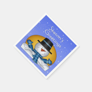 Season's Greetings Snowman Paper Napkins Cocktail