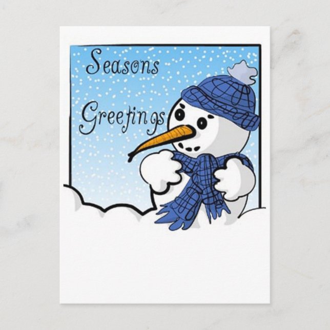 Seasons Greetings Snowman Postcard (Front)