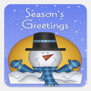 Season's Greetings Snowman Stickers