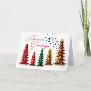 Seasons Greetings Sparkly Trees Card
