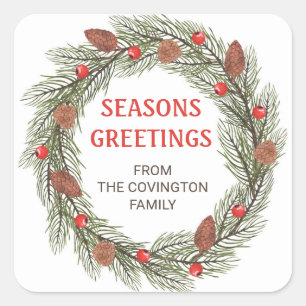 Seasons Greetings Square Sticker