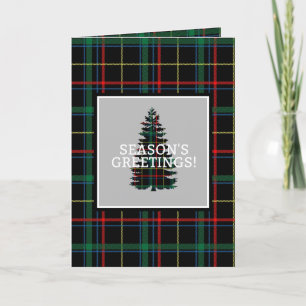 Season's Greetings Tartan Plaid Christmas Tree Holiday Card