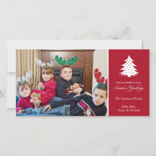 Season's Greetings Tree Photo Cards (Burgandy Red)